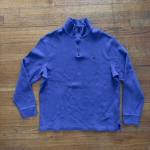 Polo Ralph Lauren Pullover 1/4 Zip Long Sleeve Casual‎ Top Royal Blue Large